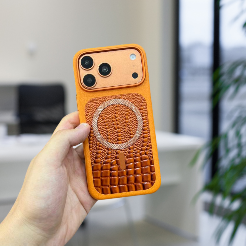 Coque Premium - Texturée Crocodile avec Ring MagSafe