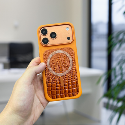 Coque Premium - Texturée Crocodile avec Ring MagSafe