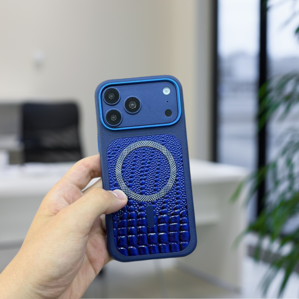 Coque Premium - Texturée Crocodile avec Ring MagSafe