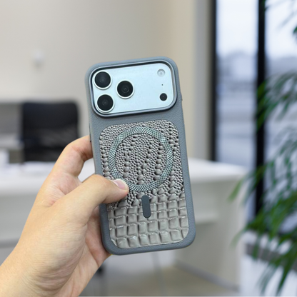 Coque Premium - Texturée Crocodile avec Ring MagSafe